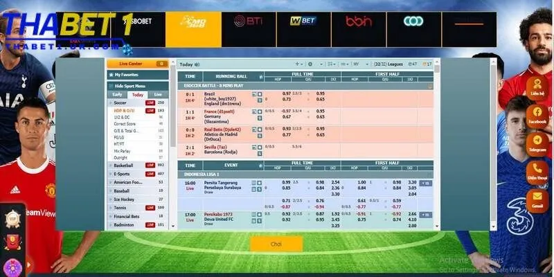 Thể thao Thabet cập nhập tỷ lệ kèo nhanh